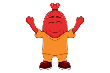 Cute Sausage Character Design Illustration