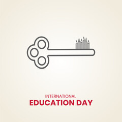 International Education Day. Creative Education day design for banner, poster, social media post 3D Illustration