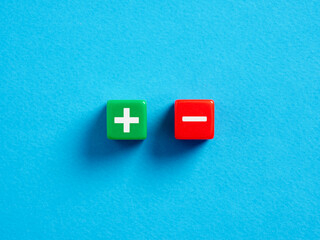Pros and cons. Analysis of advantages and disadvantages. Positive or negative choice, thinking or...