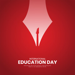 International Education Day. Creative Education day design for banner, poster, social media post 3D Illustration