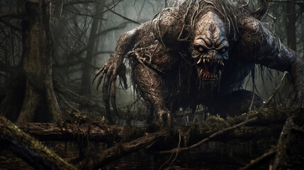 Swamp monster.  Nightmare creature.  AI Generated