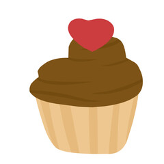 Cupcake with chocolate frosting cartoon 