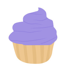 Cupcake with grape frosting cartoon 