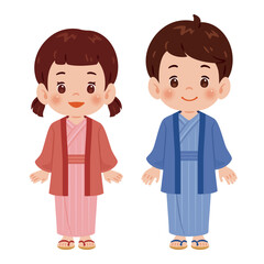 温泉　浴衣を着た子ども