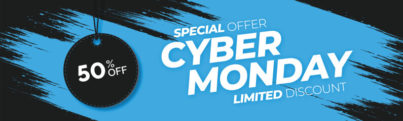 cyber monday special offer banner with yellow splash background - Powered by Adobe