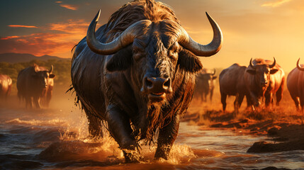 Obraz premium Wildebeasts during safari