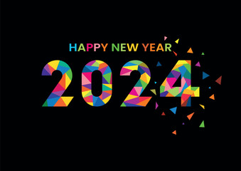 new year banner 2024 colorful with  low poly style