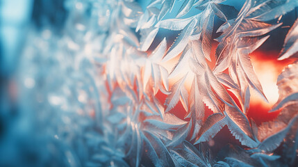 Obraz na płótnie Canvas Winter Window Frost. Winter Wonderland on Glass