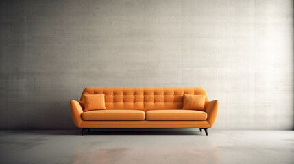 Modern minimalistic living room interior detail.  Fashionable comfortable stylish fabric sofa. AI Generated