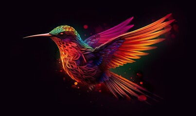 Fototapeta premium hummingbird logo with multiple colors flying through the air..