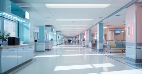 interior of a clean hospital corridor 