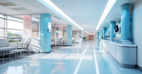 interior of a clean hospital corridor  - obrazy, fototapety, plakaty