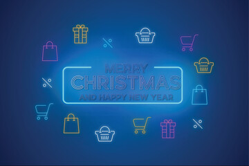 merry christmas new year sale banner qith christmas icons