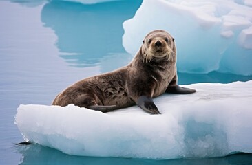 Sea Otter on Ice.
