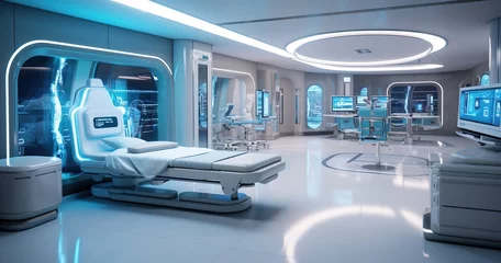 Fotobehang a futuristic hospital room interior © Yi_Studio