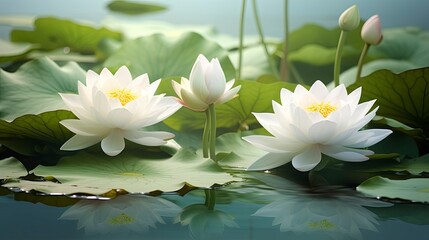 White Lotus Flower in water.