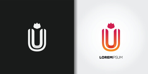 gradient color letter u logo 