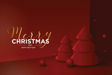 3d merry christmas new year card with christmas tree design vector illustration