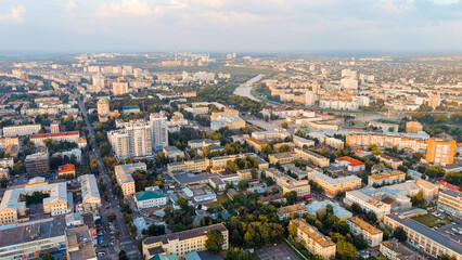 Oryol, Russia. History Center. View of the city from the air. Summer, Aerial View - obrazy, fototapety, plakaty