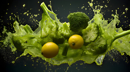 Crunch Color: Conceptual Photography Style - UHD Image Inspired by Mike Campau - Color Splash in Green - Influenced by Herb Lublin's Colorful Realism - Stock Photo - obrazy, fototapety, plakaty