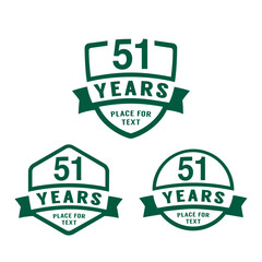 51 years anniversary celebration logotype. 51st anniversary logo collection. Set of anniversary design template. Vector illustration.