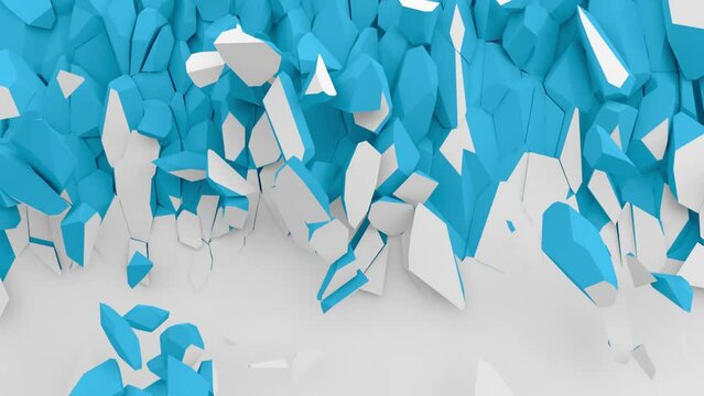 Destruction of a wall from top to bottom. Alpha channel