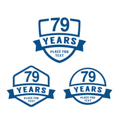 79 years anniversary celebration logotype. 79th anniversary logo collection. Set of anniversary design template. Vector illustration.