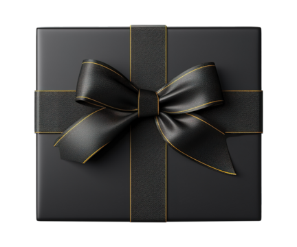 black box with black ribbon isolated ai generative
