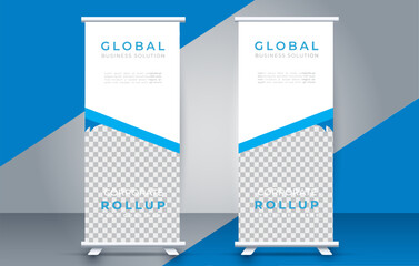 Modern roll up banner design template. flyer. pull up. presentation. brochure. poster. advertisement. print media
