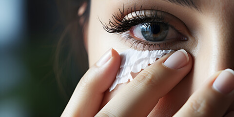 Eye Infection Macro Photography: Flu Symptoms. Eye Infection and Flu: Extreme Closeup View