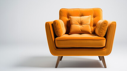 Elegant orange vintage armchair, a timeless addition to any space, showcasing style and comfort in one exquisite furniture piece