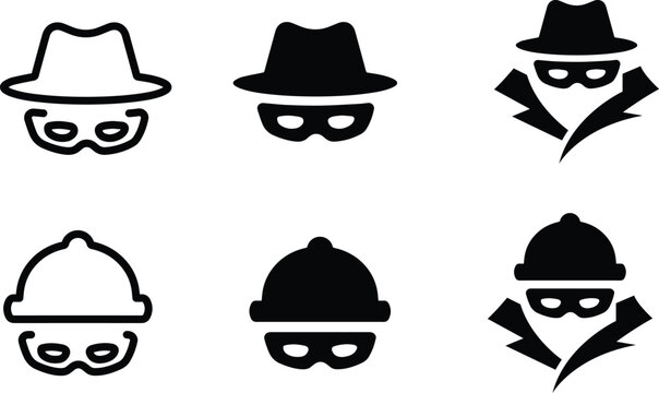 Incognito icons set, Privet browsing 