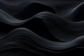 黒くダークな雰囲気のウェーブ背景｜dark wave.Abstract digital background.Generative AI