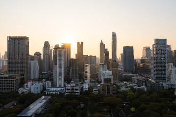 Fototapeta na wymiar Bangkok city panorama at sunset