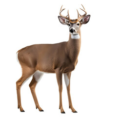 Portrait of red deer standing on transparent background (png)