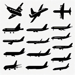 Obraz premium airplane icon set, Generative AI
