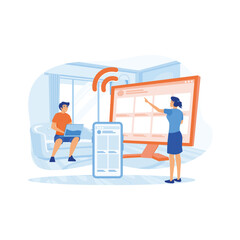 Responsive web design online service or platform. Adaptive content presentation on different web pages. flat vector modern illustration 