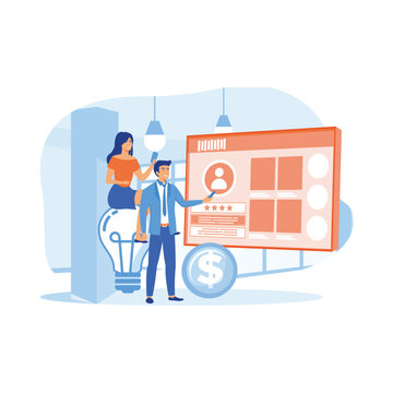 Employee loyalty online service or platform. Staff management, empolyee development and adaptation program. flat vector modern illustration 