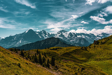 Fototapeta premium Panoramic view of the Alps in Switzerland.