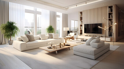 Modern apartment interior with white design