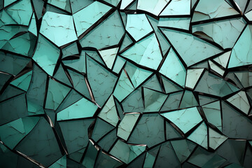 Mint Green and Charcoal Gray, Abstract pattern of glass crack 