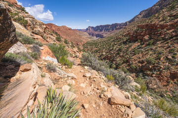 hiking the tanner trail in grand canyon national park, arizona, usa