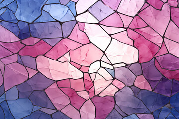 Rose Pink and Indigo, Abstract pattern of glass crack 