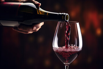 shot of close-up of hand uncorking a bottle of red wine - obrazy, fototapety, plakaty