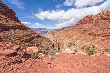 hiking the tanner trail in grand canyon national park, arizona, usa