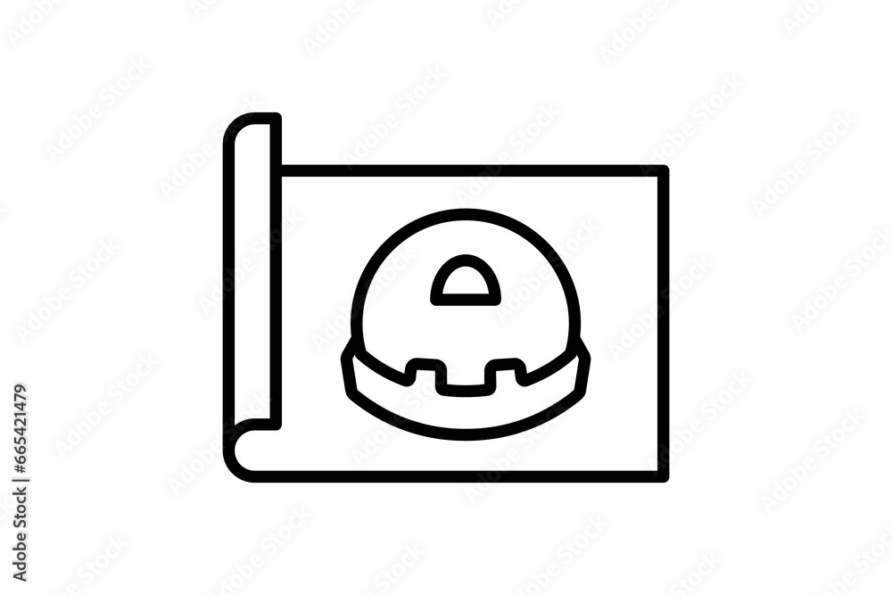 Poster hat and blueprint icon. icon related to construction. suitable for web site, app, user interfaces, p