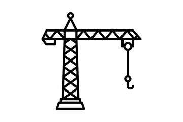 Crane Icon. Icon related to Construction. suitable for web site, app, user interfaces, printable etc. Line icon style. Simple vector design editable
