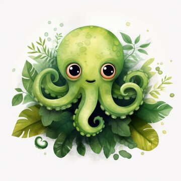 Watercolor Octopus for kids.