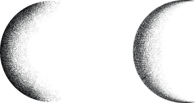 Half Circle Brush Stroke Border Frame . Grunge Element for your Design . Moon logo . Letter c . Dispersion effect . Vector illustration. Grungy moon symbol.