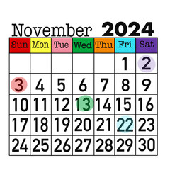 November calendar 2024